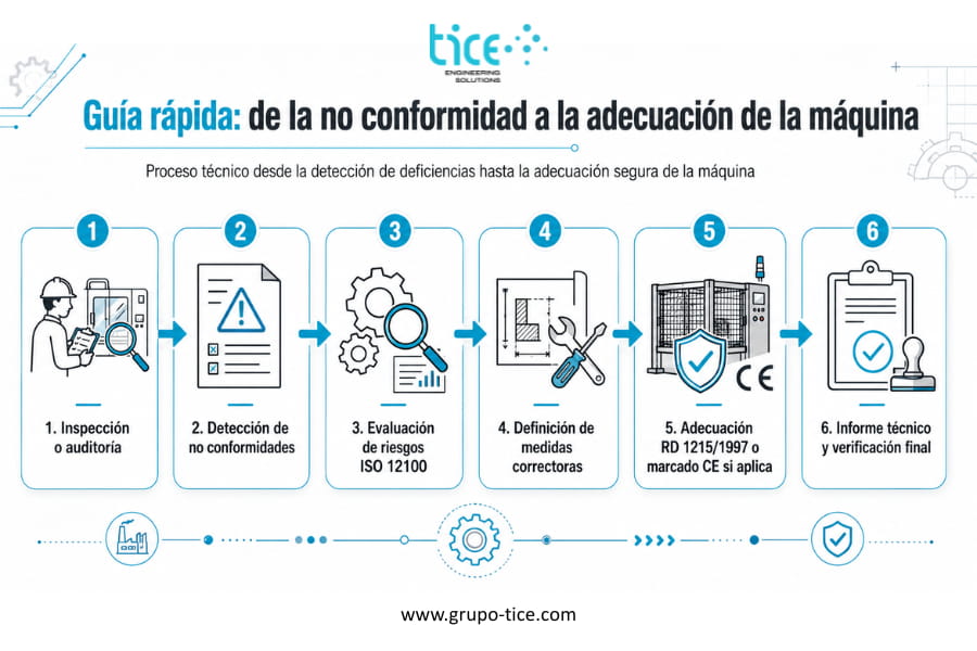 Guía visual sobre no conformidades en maquinaria industrial y adecuación RD 1215
